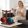 Natural Wood Craft Organizers With Mobile Device Mount Two Spindles For Knitting Crochet And Home Decoration