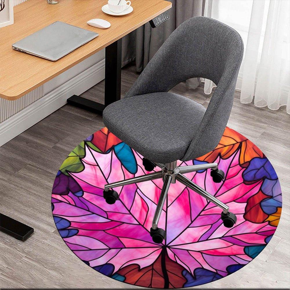 

Stained Glass Leaf Wall Art Decor - Vibrant Colors, Unique Design for Home or OfficeRound Non-Slip chair mat chair carpet for office Rugs for Office D 80cm by 80cm