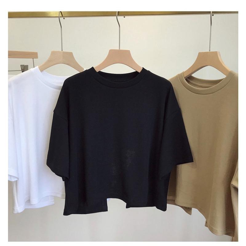 Backless Short T-shirt for Women Sweet and Spicy Korean Style Summer New Round Neck Loose Short-sleeved Top
