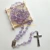 F26C Jesus for Cross Pendant Necklaces for Women Catholic Virgin-Mary Religious Prayer Rosary Necklace Long Crystal Bead Chai