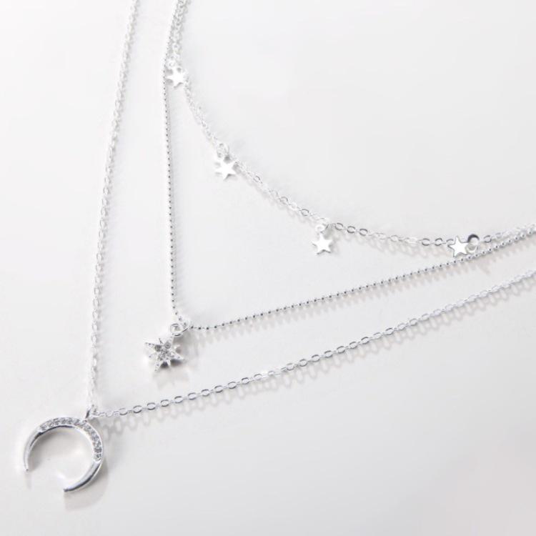 European & American Retro Star Moon Crescent Pendant Layered Necklace