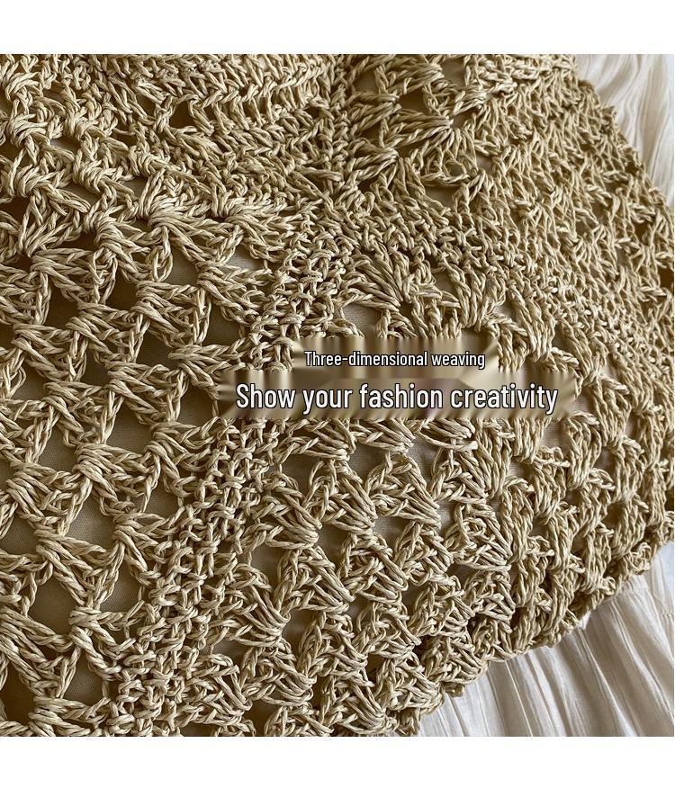 Women's Trendy Hollow Woven Straw Beach Tote Bag