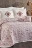 Elite Chenille Bedspread Set 245x255, Bed Sheet 240x260, Cotton, Cream - Burgundy