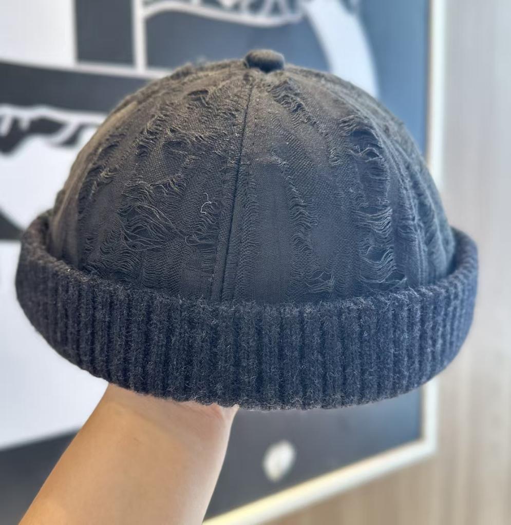 1 Stück modische Patchwork, durchbrochener Strickrand Vermieterhut, Retro und gealtert, lässiger, cooler und künstlerischer Stil Melonenrindhut