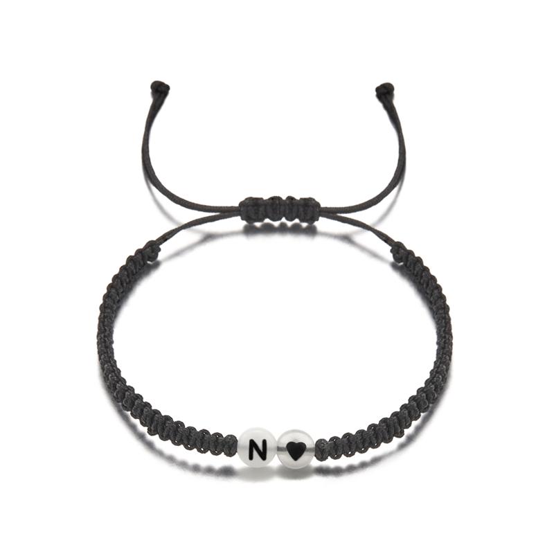 26 Letters Initial Heart Bracelets for Lovers A-Z Letter Luminous Personalized Name Braided Bangles Women Men Friendship Jewelry