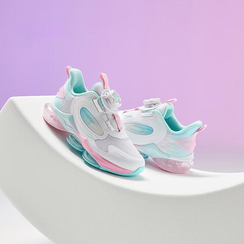 Anta Kids UFO 6.0 Non-Slip Wear-Resistant Breathable Low-Top Running Shoes Kids Sneaker White Green 322439901-3