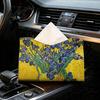 Dining Room Napkin Box Leather Tissue Cover Foldable Desktop Organizer Oil Painting Style Holder Case Modern Home Decor Facial Paper Organizer