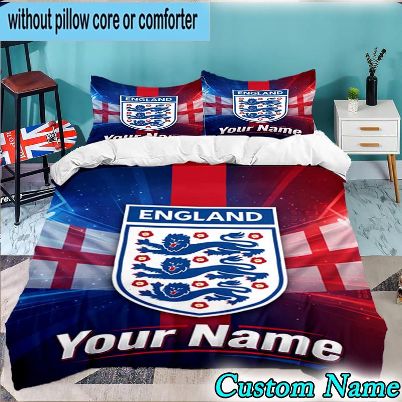 Custom Name England National Football Team 3PCS Bedding Set For Bedroom Dormitory,Including 1pc Duvet Cover And 2pcs Pillowcases Large size Fan gift