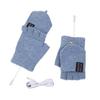 Unisex Winter USB Heated Mitten Convertible Half&Full Finger Gloves for Adult