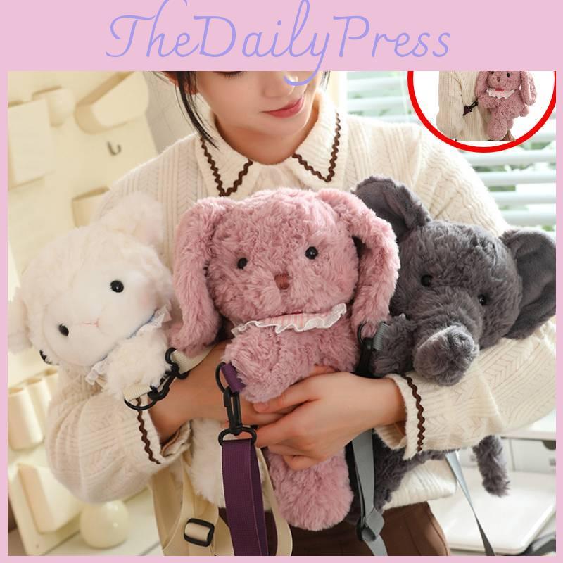 Plush Backpack Zipper Teddy Bear Cartoon Animals Fill Doll Stuffed Toy Xmas Gift