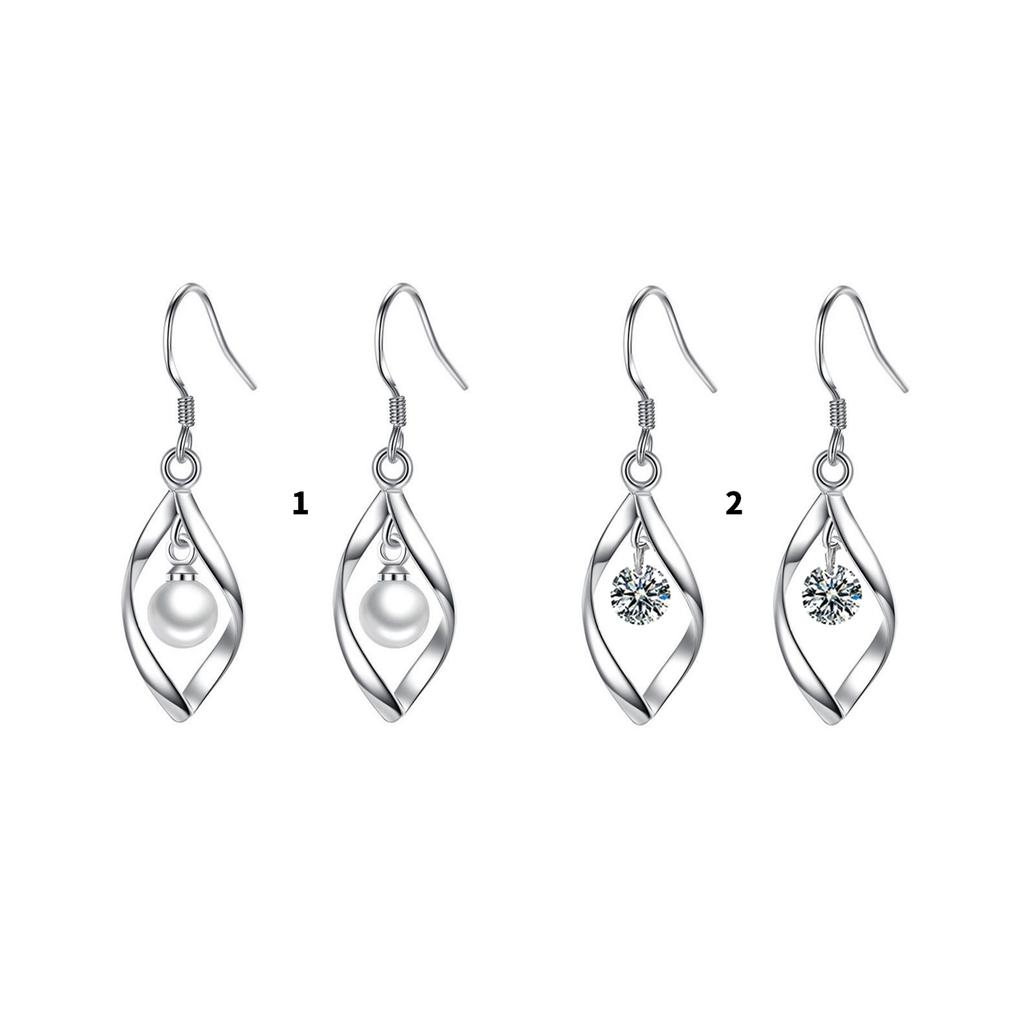 Luxurious Twirl Design Pearl Earrings with Zircon Stones Unique Ear Hooks Charm Ideal for Chic Urban Professionals