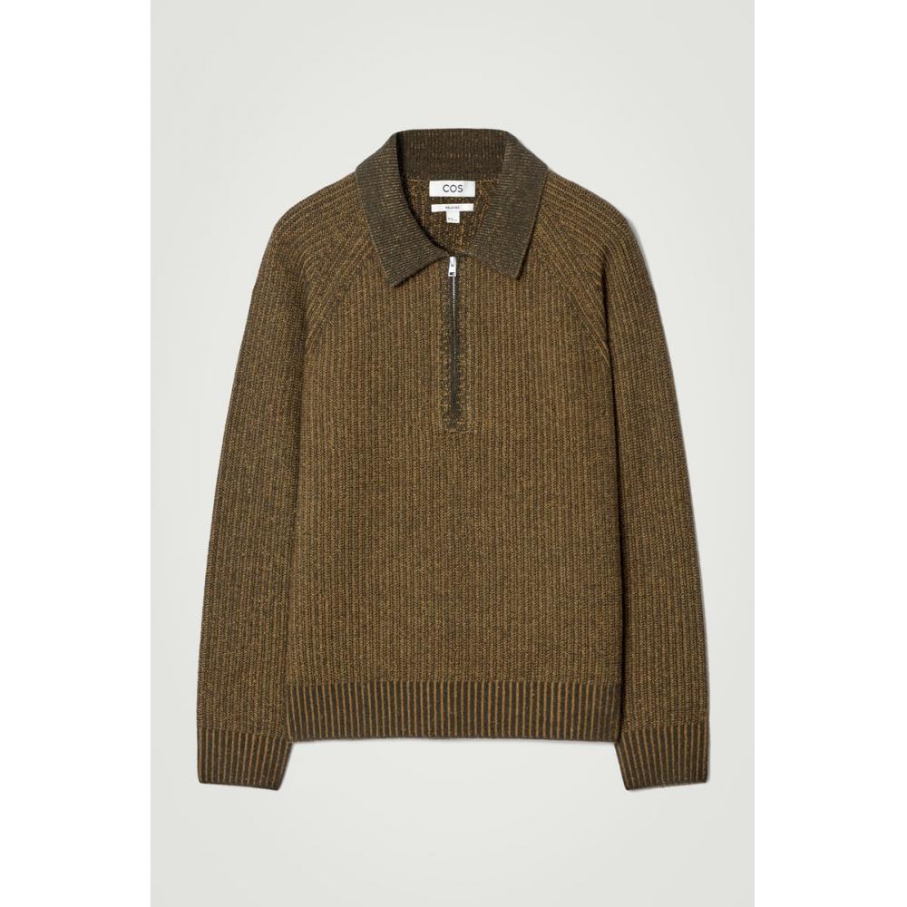 COS Japan Collared Merino Wool Half Zip Sweater