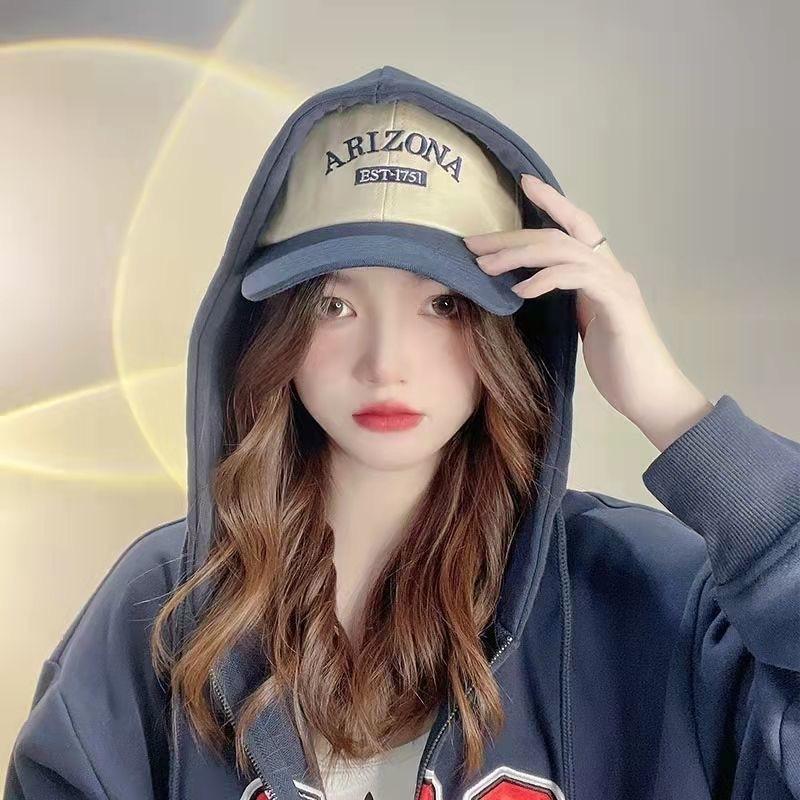 Street contrasting color alphanumeric baseball cap spring and summer curved brim hat male and female casual versatile student cap versatile