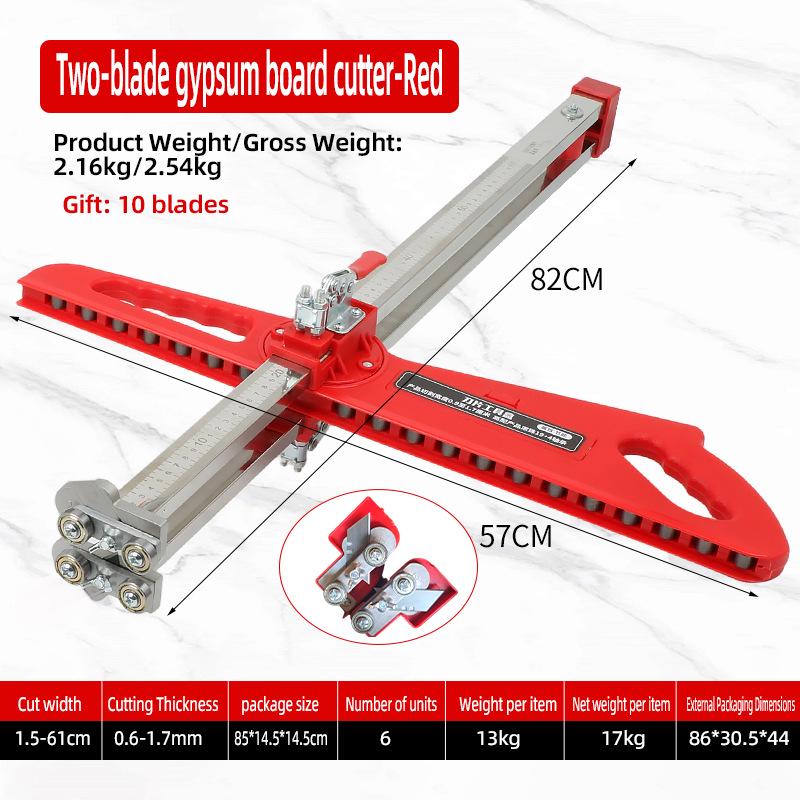 Reinforced Dual-Blade Gypsum Board Cutter with 23 Precision Wheels