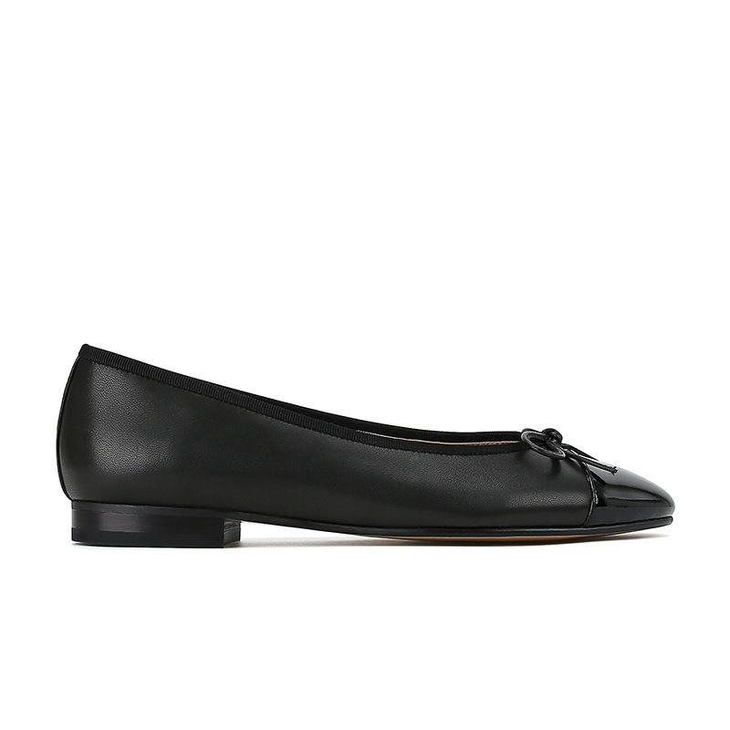 Flat bottomed single shoe women's shallow mouth round toe French bow color blocked ballet women's shoes
