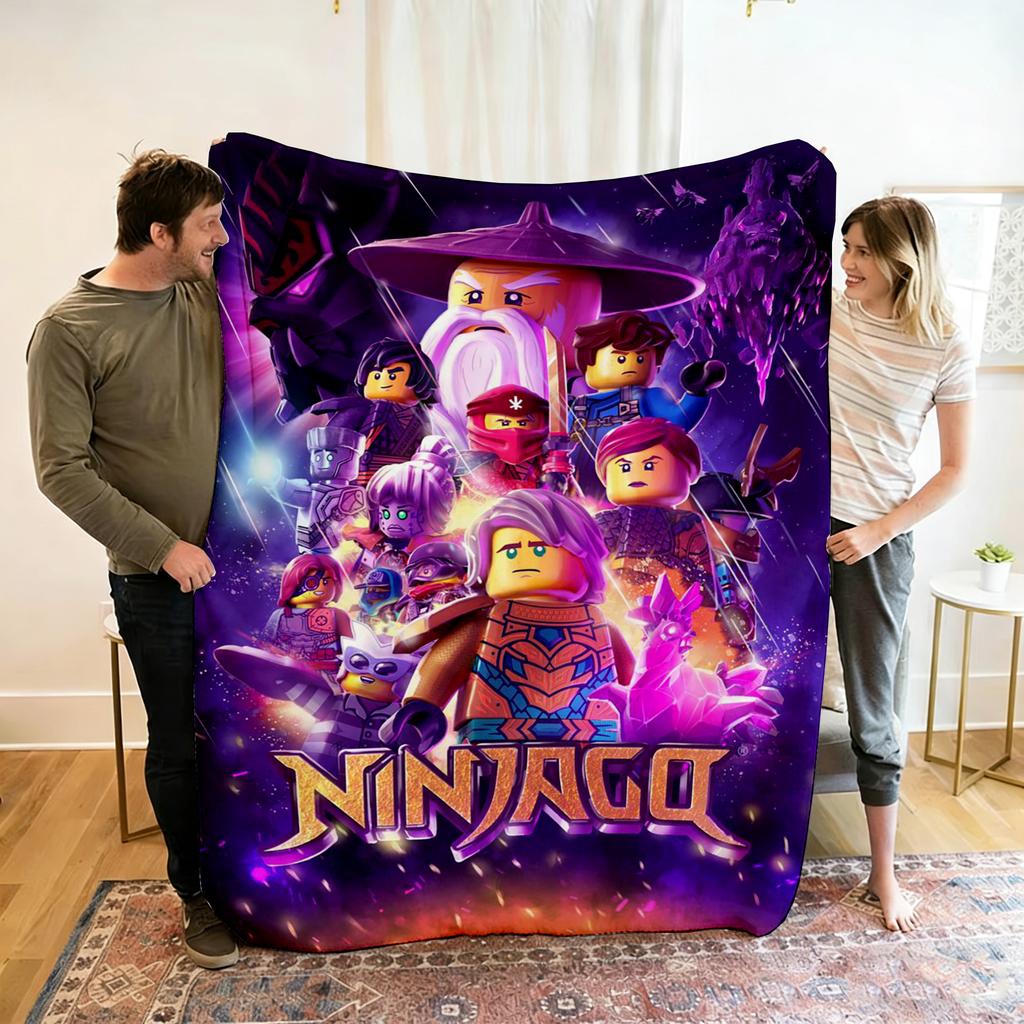 Cartoon N-Ninjago Flannel Blanket Figures Home Sofa Lunch Break Blankets Children Student Blanket Nap Cover Kids Travel Gift