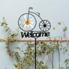 Garden Stake Welcome Windmills Bicycles Flower Wind Spinner Outdoor Spinning Wheels Yard Insert Decorative Iron Stakes