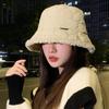 WTEMPO Double-sided Lamb Wool Bucket Hats Women's Autumn Winter Solid Color Warm Plusbh Elvet Basin Hats