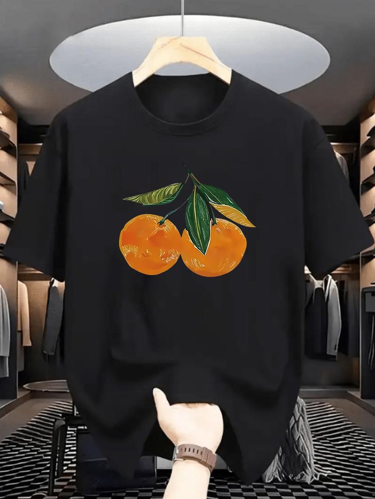 Orange Fruit Tshirt France T Shirt Unisex  Short Sleeve Graphic Tee Vintage Round Neck Tshirt Streetwear Clothing  Y2k Top