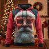 3D Print Abstract Santa Claus Hoodie For Men Christmas Pattern Sweatshirt Autumn Casual Top Loose Pullovers Long Sleeves Hoodies