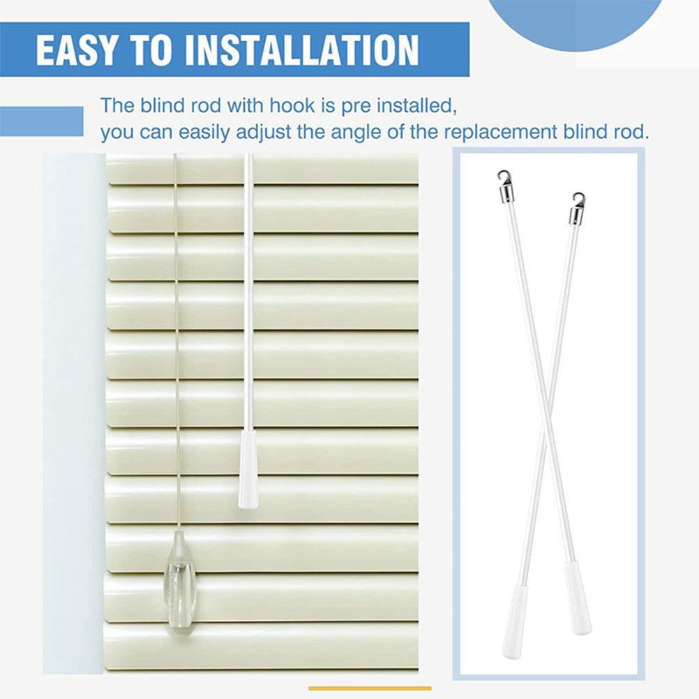 2Pcs Blind Wand Replacement 12 Inch Fiberglass Tilt Rod with Comfort Handle for Most Venetian Blinds Plug-in No Tools Needed