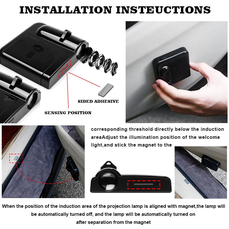 1/2PC Wireless LED Car Door Welcome Laser Projector Logo Ghost Night Light For For Toyota GR Gazoo Racing Logo YARiS Car Styling