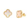 Womens Four Leaf Clover Earrings 18K Gold Plated Red Agate Luxury Fashion Jewelry