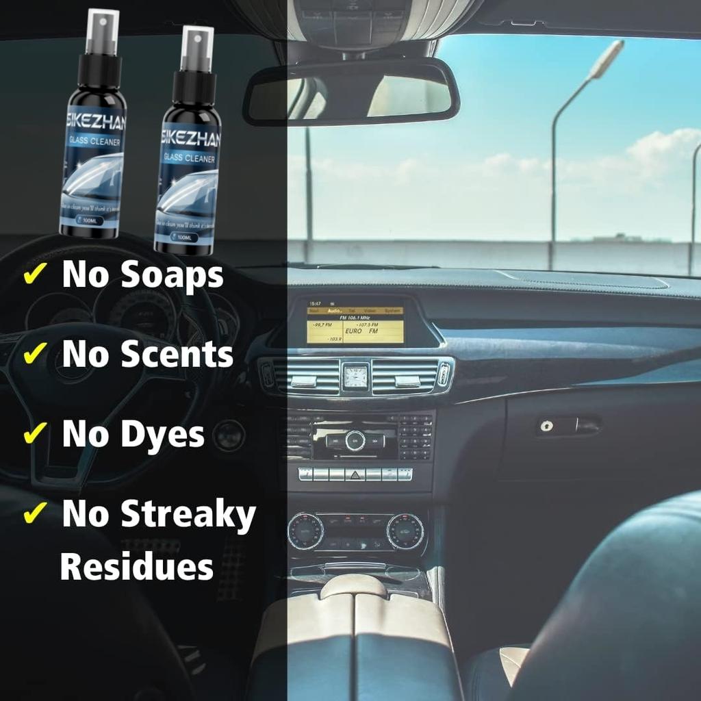 Farbensicherer & ammoniakfreier Glasreiniger, Professionelles streifenfreies Spray für Auto-Windschutzscheiben & Heimfenster
