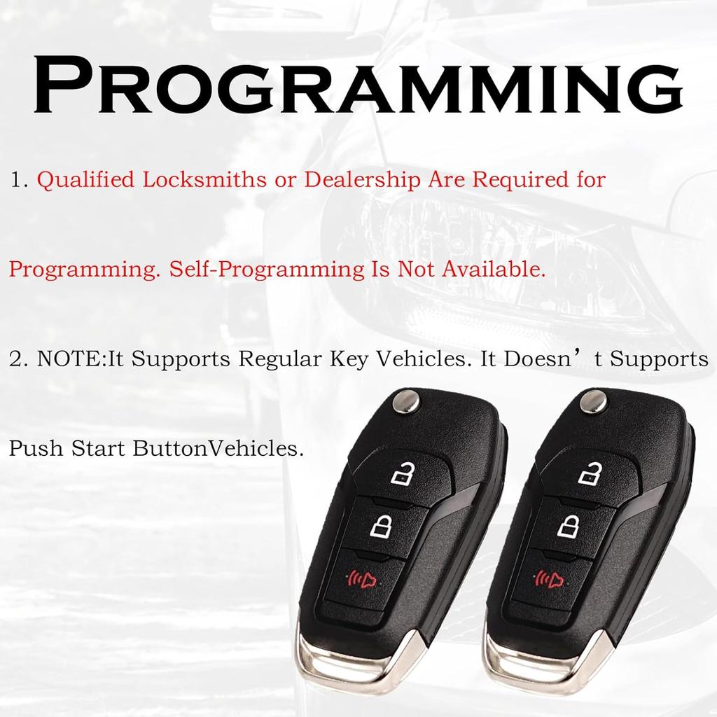 Keyless Entry Remote Control Flip Key Fob Replacement Fits For Ford F-150/F150 2015 2016 2017 2018  - F250 F350 17-22 Explorer Ecosport Ranger Bronco