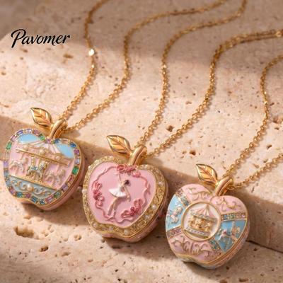 Langlebiger Glanz Schmuck Öffnbares Frucht Anhänger Halskette, Schatztruhe Anhänger mit Mini Feine Detail Halskette Geschenk Figur darin, Elegant für Ehefrau