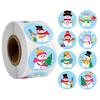 500pcs/roll Christmas Round Snowman Stickers Gift Packaging Sticker