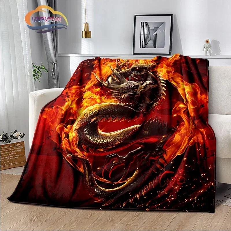 Dragon Blanket 3D Printing Animal Art Soft and Comfortable Sofa Bed Bedroom Decorative Bedspread Travel s