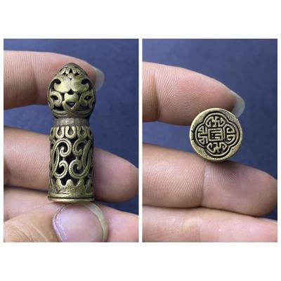 Copper Cutout Carvings Flower Tibetan Brass Seal Carry-on Pendant Crafts Ornament Accessories