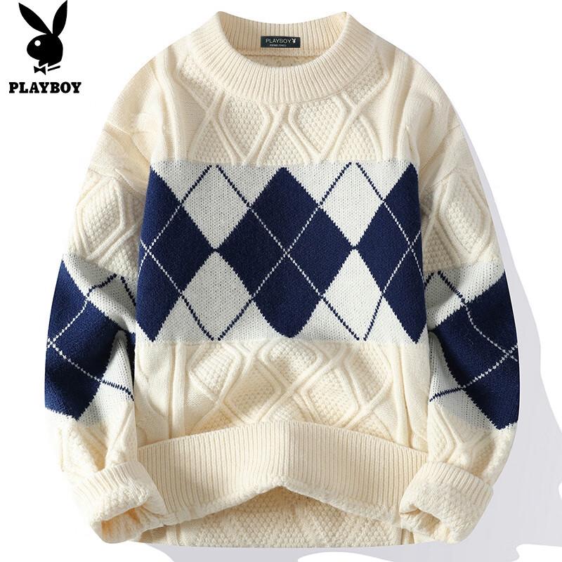 Playboy Men's Casual Thick Knit Pullover Sweater