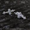 Klassische Kroja Retro Cross Ohrklemme Ohrringe für Damen - Thailändisches Silber Schwarzes Blumendesign