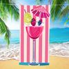 Cocktail Beach Towel Pink Stripe Tropical Drink Microfiber Quick Dry Oversized Summer Pool Vacation Party Bath Towel Hot Gift