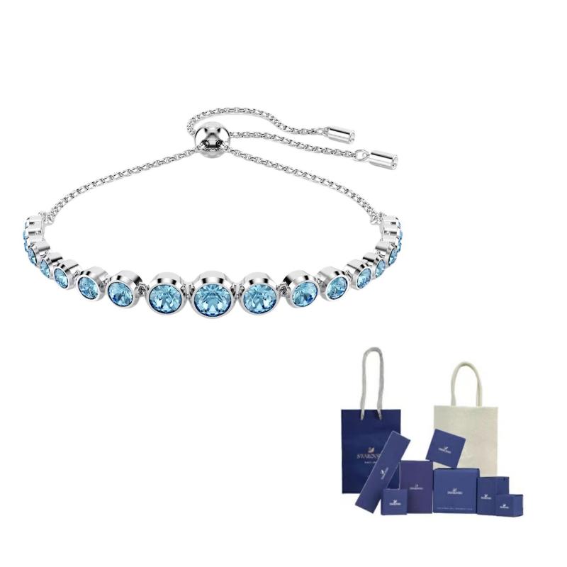 Swarovski Imber Crystal, Rhodium Plated Bracelets Unisex Blue F-Original Brand Box And Bag (Color Random) синий