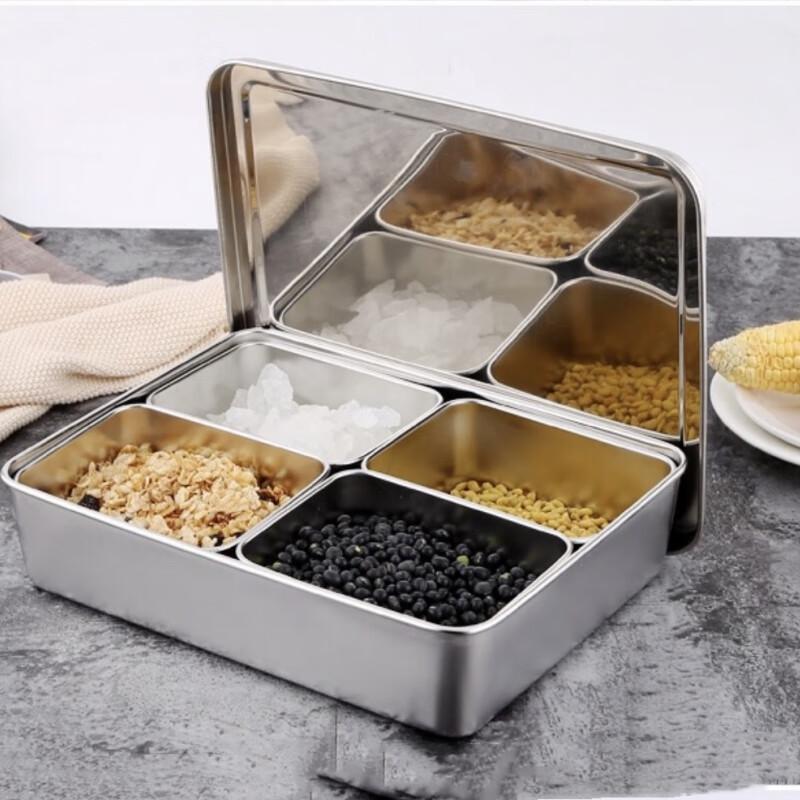 Stainless Steel Four-Grid Seasoning Box