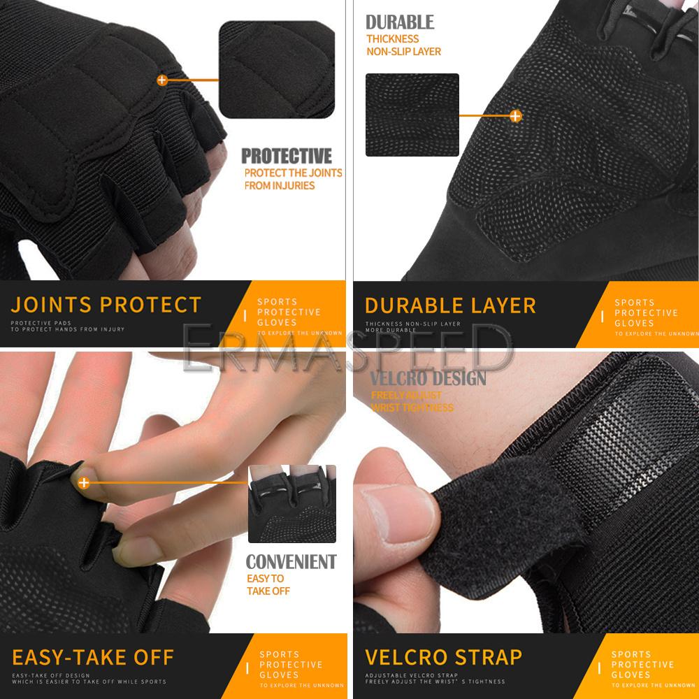 Summer Motorcycle Gloves Fingerless Tactical Outdoor Riding Gloves Biker Protective Gear Women Men Cycling Half Finger
