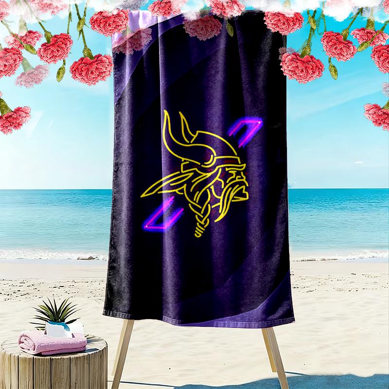 Minnesota Vikings Print Beach Towel, Large Soft Quick Dry Towel for Beach Camping Swimming