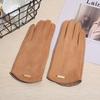 Warm Fleece Lined Winter Gloves Women - Suede Touchscreen Cycling Solid Color