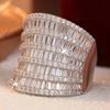 Luxury Inlaid White CZ Women's Ring Elegant CopperColor Geometry Daily Wear Party Jewelry Anniversary Gift