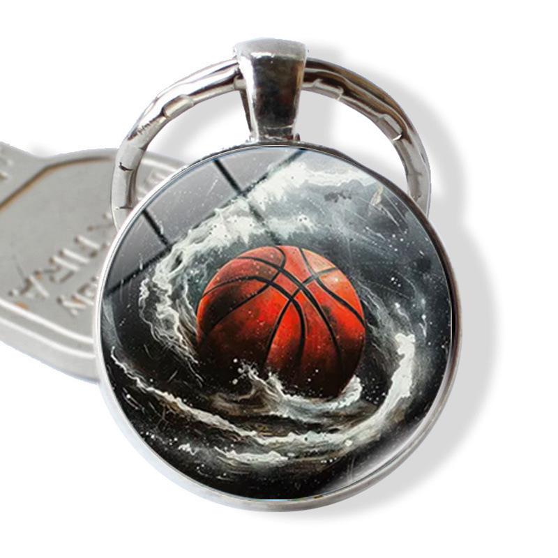 Basketball Layup Lover Keychain - Glass-Embossed Sports Gift