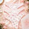 Female Summer Sexy Cute Small Broken Flower Pearl Bow Low Waist Thong Underwear