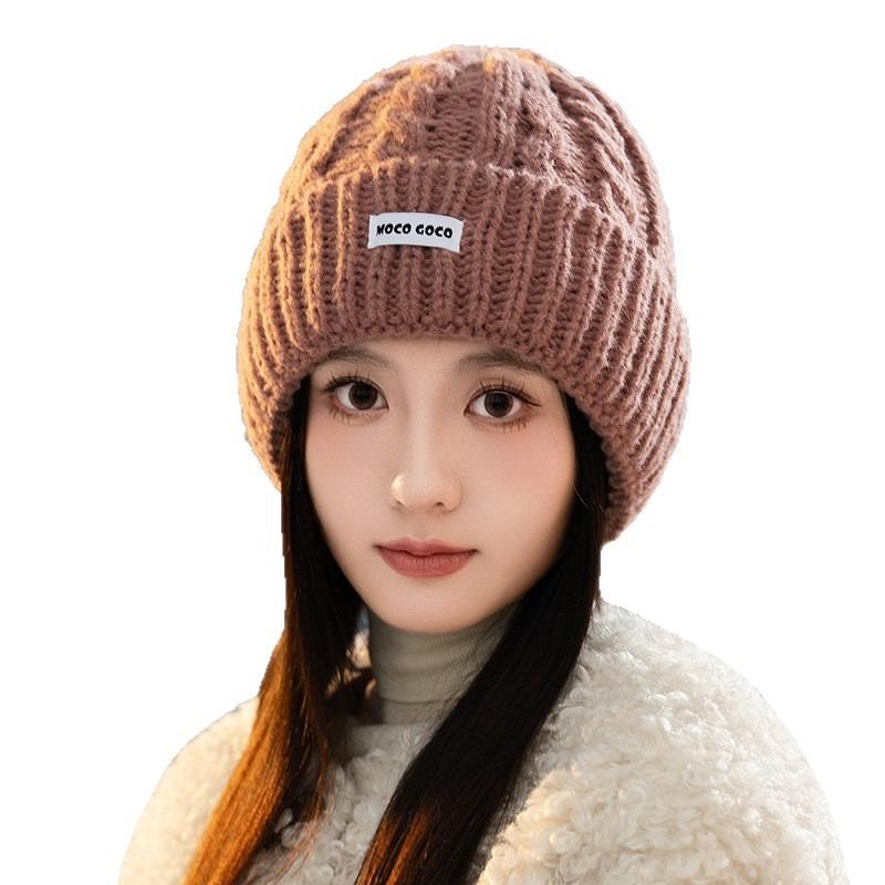 Face small knitted hat outdoor winter hat women's thickened warm wool hat fashionable versatile pullover hat