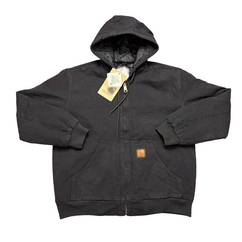 2025 Retro Classic Washed Distressed Cotton Jacket - Spring/Autumn Hooded Padded Top.