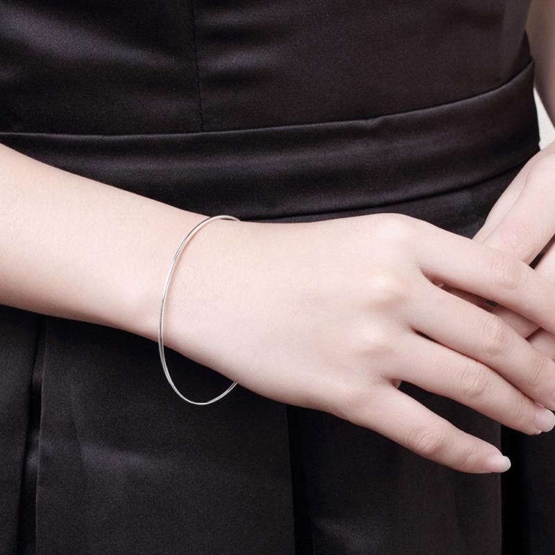 RUI RUI YU Women Bracelet Copper Plated Silver Simple Classic Style Single Circle Bracelet