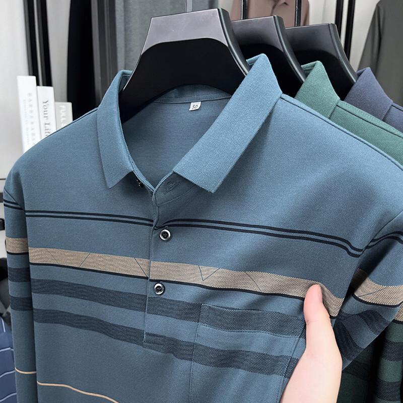 Firstview Men's Urban Casual Print Long-Sleeve Polo Shirt