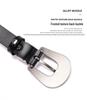 Women's Retro Carved Black Genuine Leather Belt with Pin Buckle