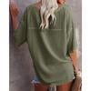 Summer Women V-Neck T-Shirt Waffle Casual Loose Short Sleeve Tee